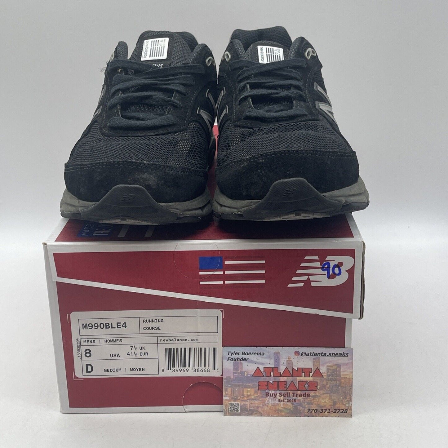 Size 8 - New Balance 990v4 Reflective Made in USA Black Silver Red (M990BLE4)