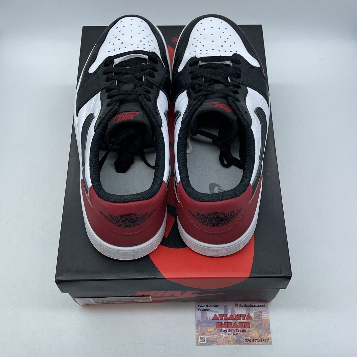 Size 12 - Air Jordan 1 Retro OG Low Black Toe White Red Leather (CZ0790-106)