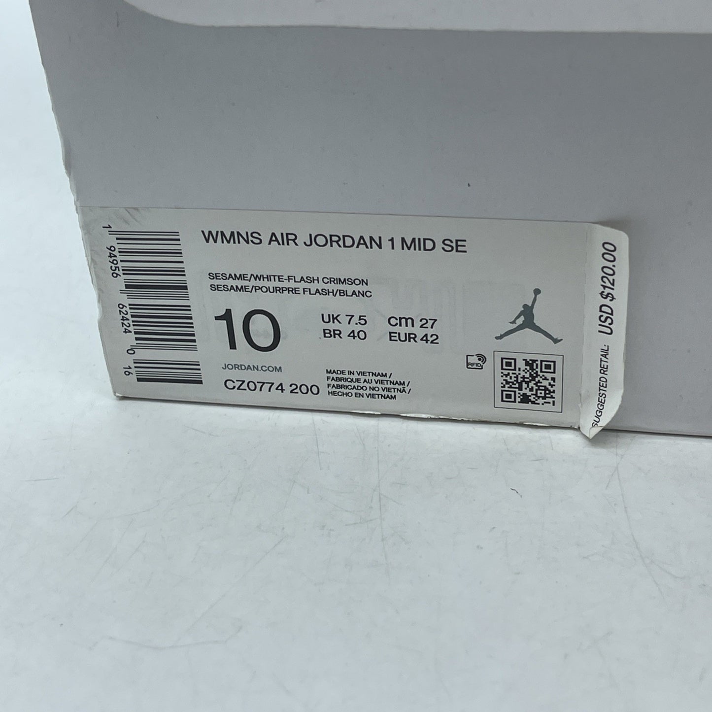 Size 10W - Air Jordan 1 SE Mid Sesame (CZ0774-200)