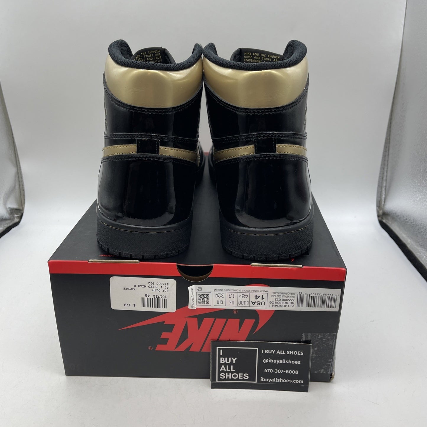 Size 14 - Air Jordan 1 Black Metallic Gold 2020 (555088-032)