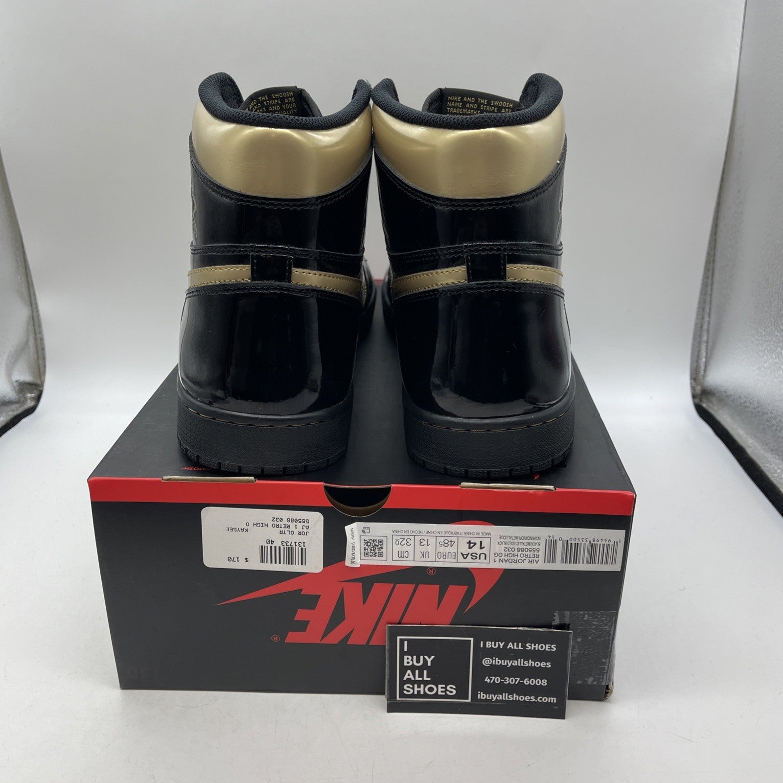 Size 14 - Air Jordan 1 Black Metallic Gold 2020 (555088-032)