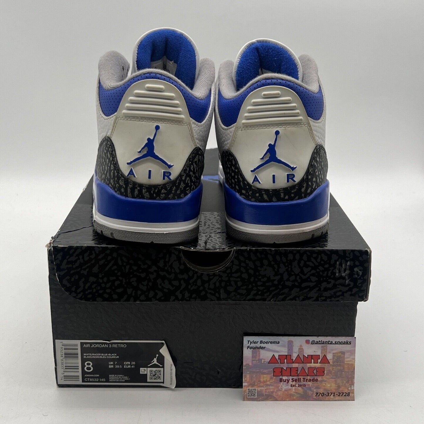 Size 8 - Jordan 3 Retro Mid Racer Blue White Black Grey Leather (CT8532-145)