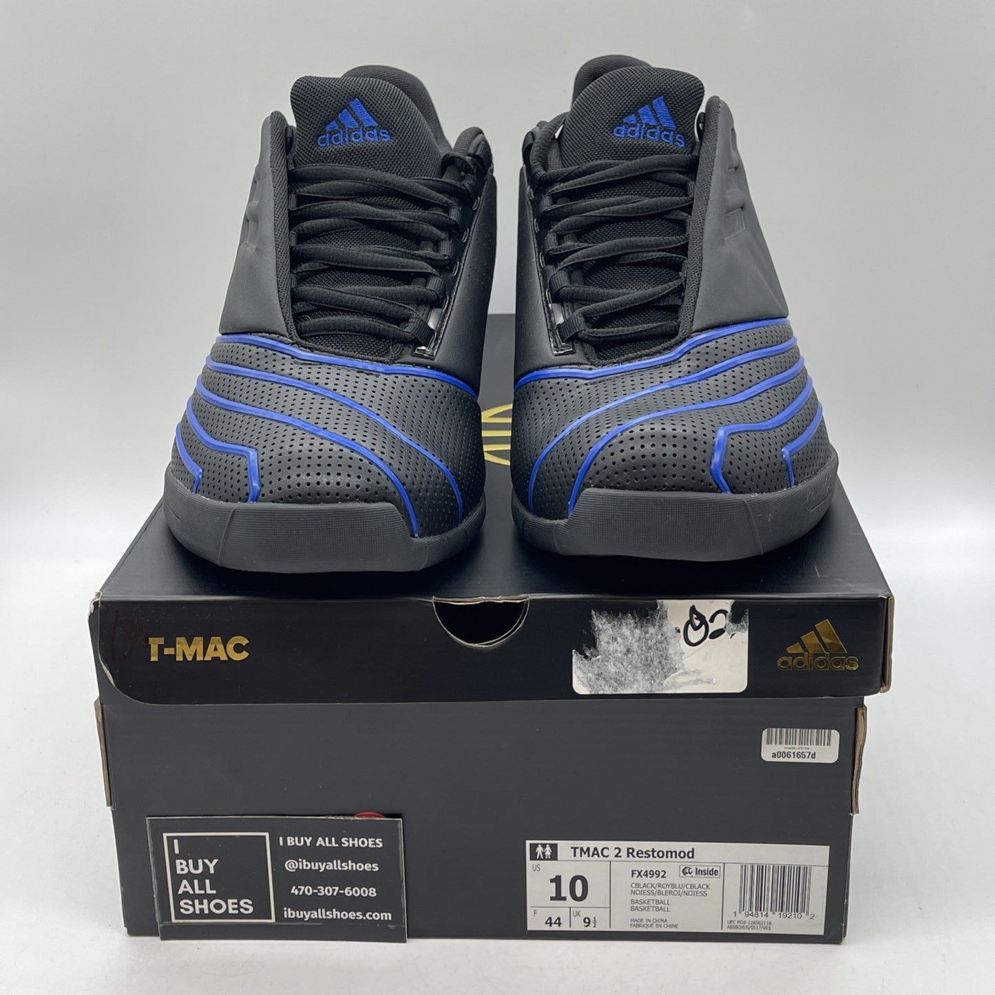 Size 10 - adidas T-Mac 2 EVO Black Royal Blue Leather (FX4992)