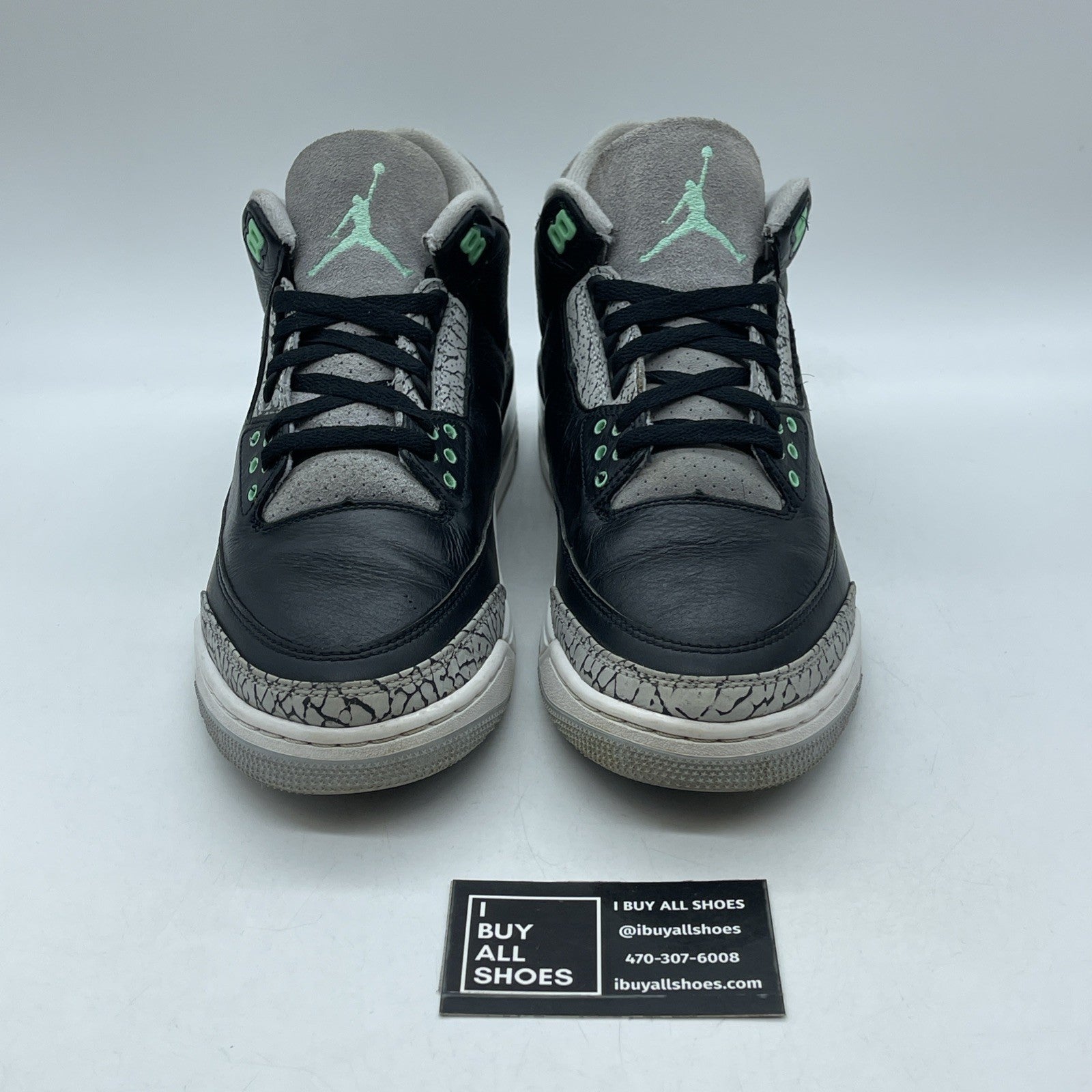 Size 10 - Air Jordan 3 Retro Green Glow Black Grey Suede Leather (CT8532-031)