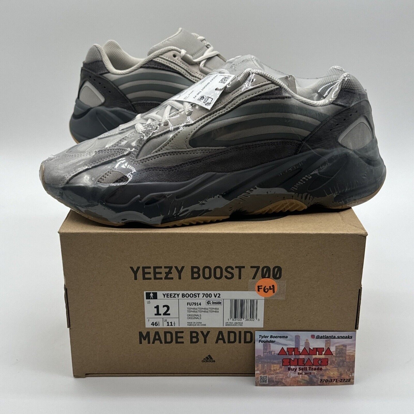 Size 12 - adidas Yeezy Boost 700 V2 Low Tephra Brown Grey Suede Gum Bottom