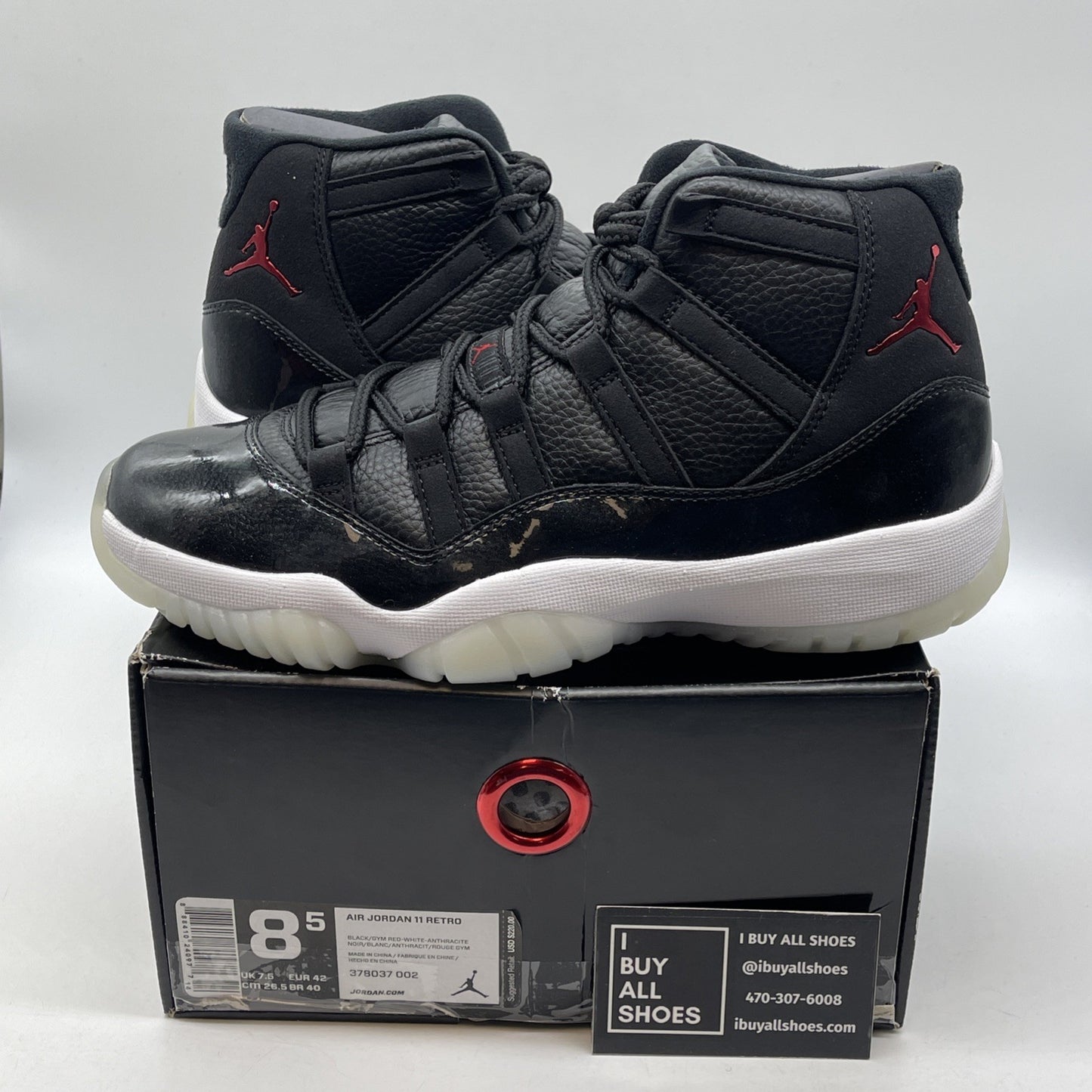 Size 8.5 - Jordan 11 Retro 72-10 2015 Grey Black Suede Leather (378037-002)