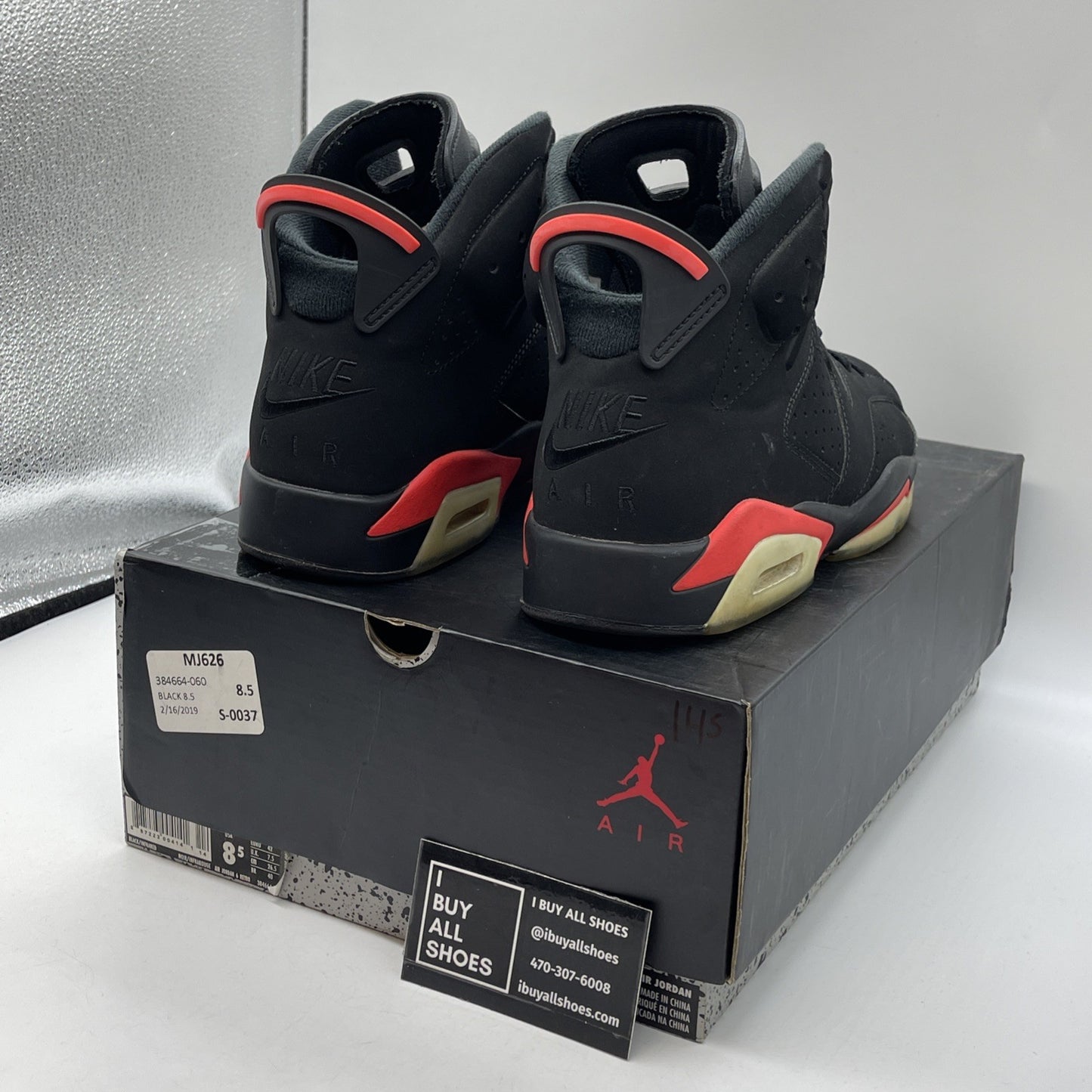 Size 8.5 - Jordan 6 Retro Mid Infrared Black Pink Suede (384664-060)
