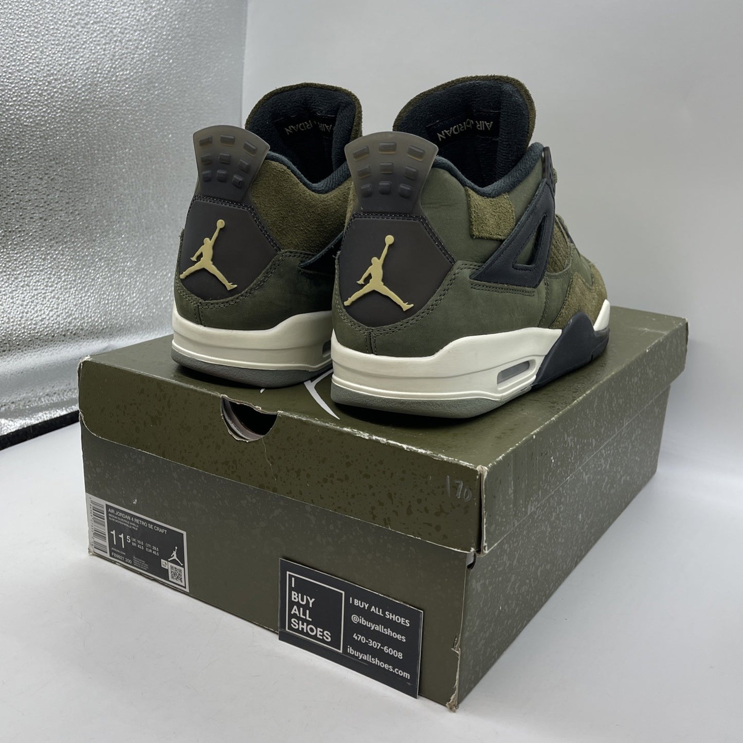 Size 11.5 - Jordan 4 SE Retro Low Craft - Olive Black Suede (FB9927-200)