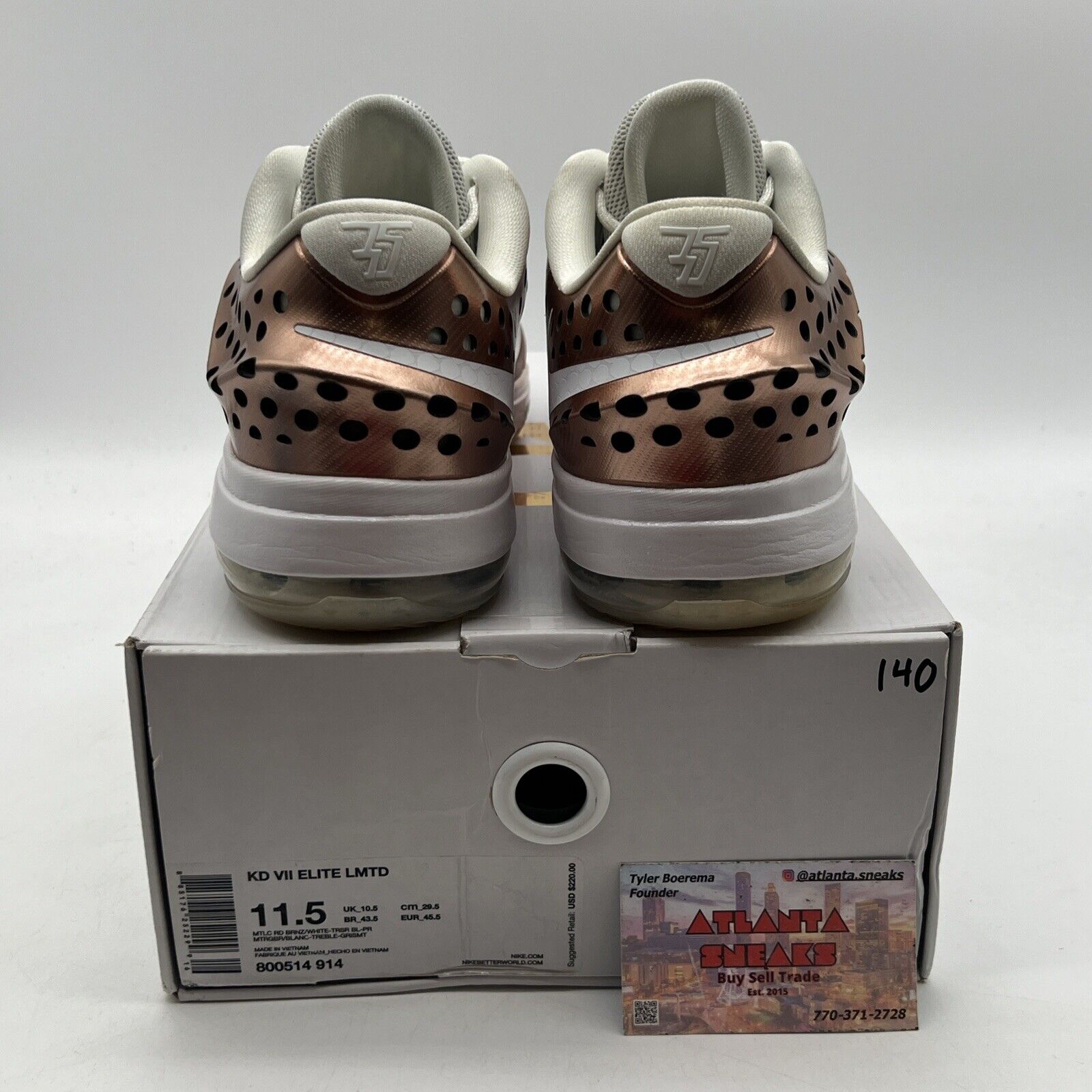 Size 11.5 - Nike KD 7 Elite EYBL - White Rose Gold (800514-914)