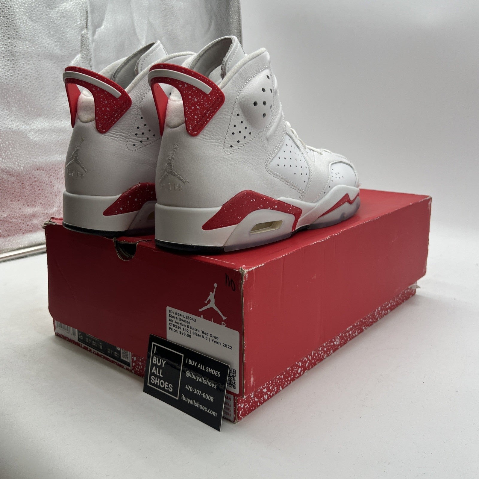 Size 9.5 - Air Jordan 6 White and University Red 2022 (CT8529-162)