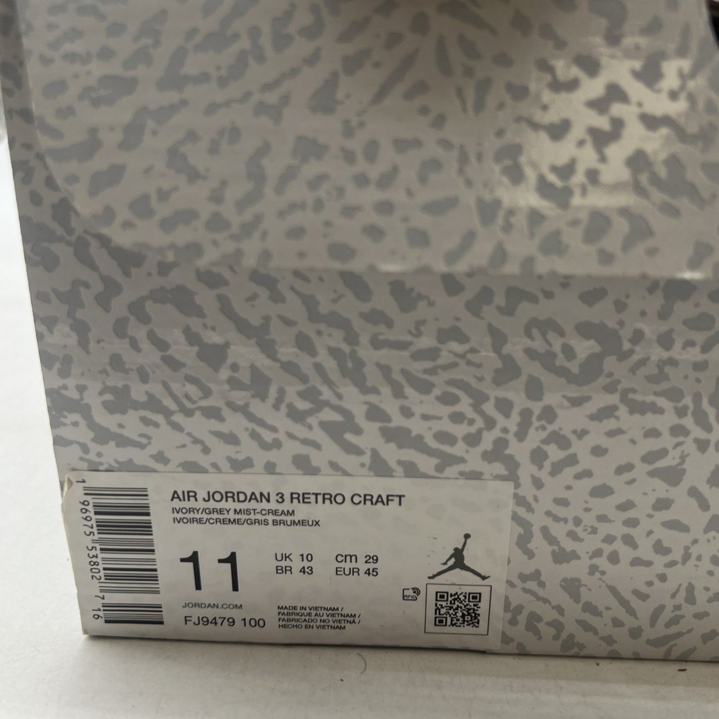 Size 11 - Air Jordan 3 Retro Ivory Grey White Suede Leather (FJ9579-100)