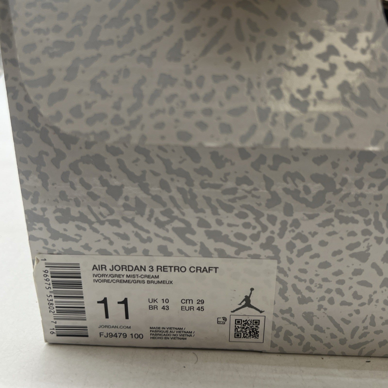 Size 11 - Air Jordan 3 Retro Ivory Grey White Suede Leather (FJ9579-100)