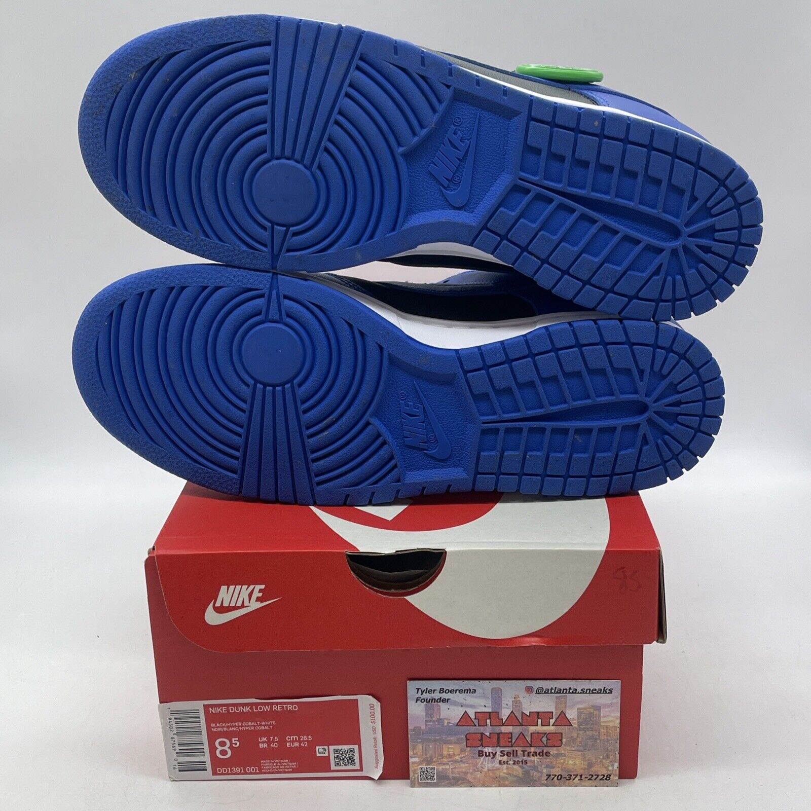Size 8.5 - Nike Dunk Low Hyper Cobalt Black Blue White Leather (DD1391-001)