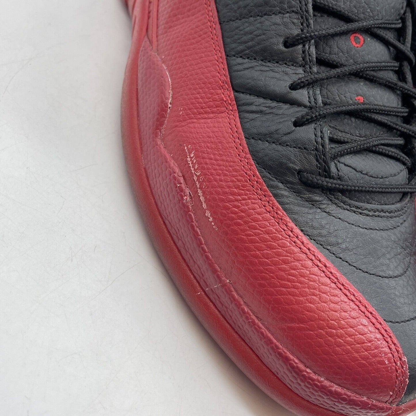 Size 10.5 - Jordan 12 Retro Mid Flu Game Black Red Leather (130690-002)