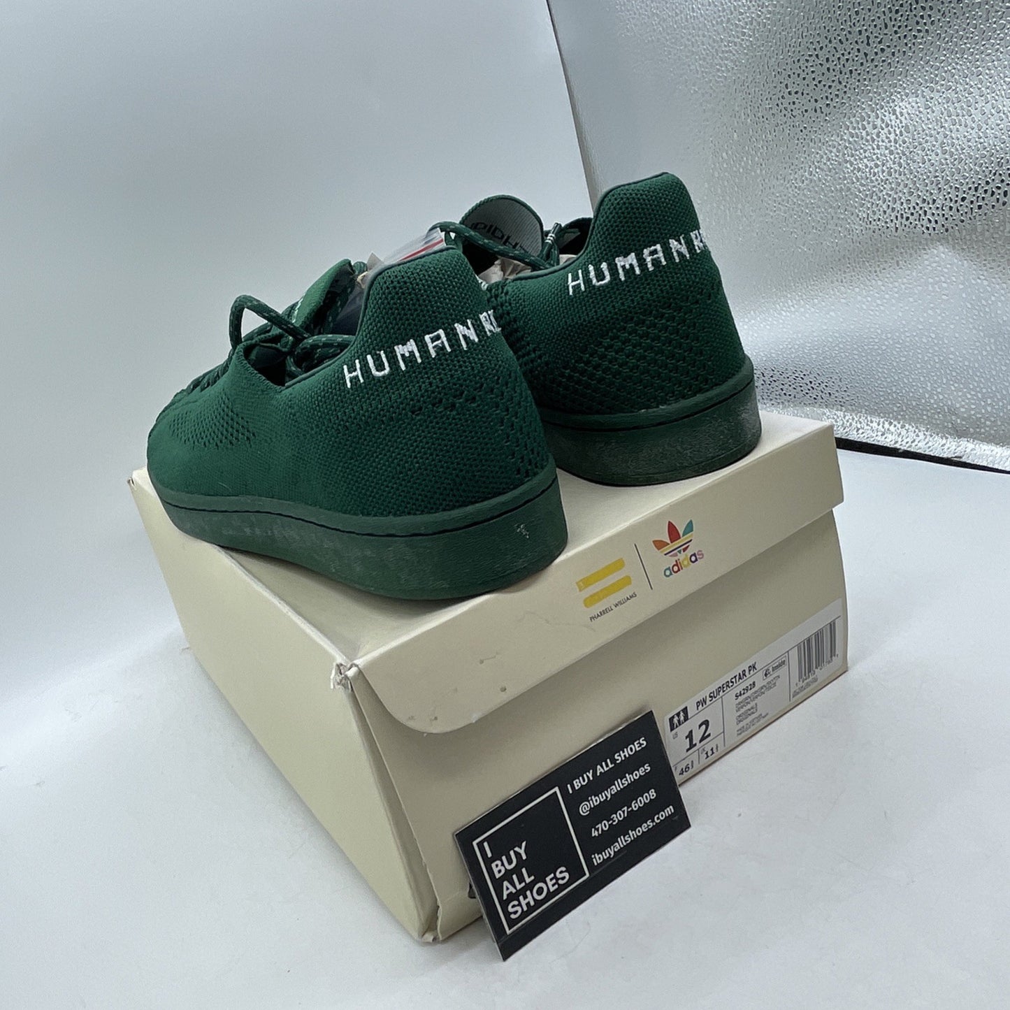 Size 12 - Adidas Pharrell x Superstar Primeknit Dark Green (S42928)