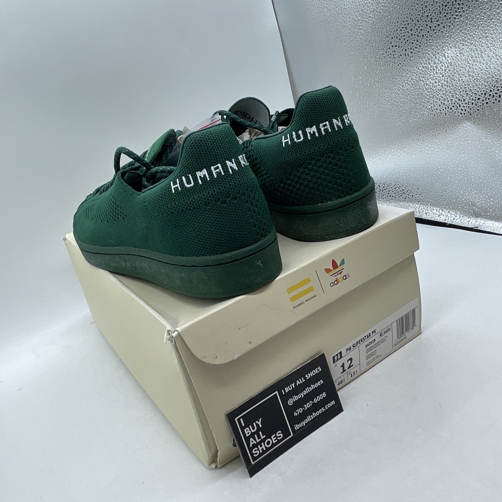 Size 12 - Adidas Pharrell x Superstar Primeknit Dark Green (S42928)
