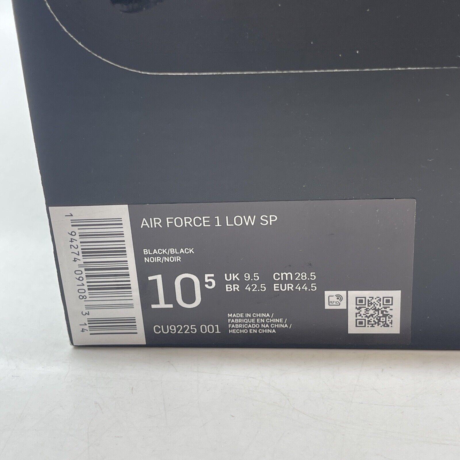 Size 10.5 - Nike Air Force 1 Low x Supreme Box Logo Black Leather (CU9225-001)