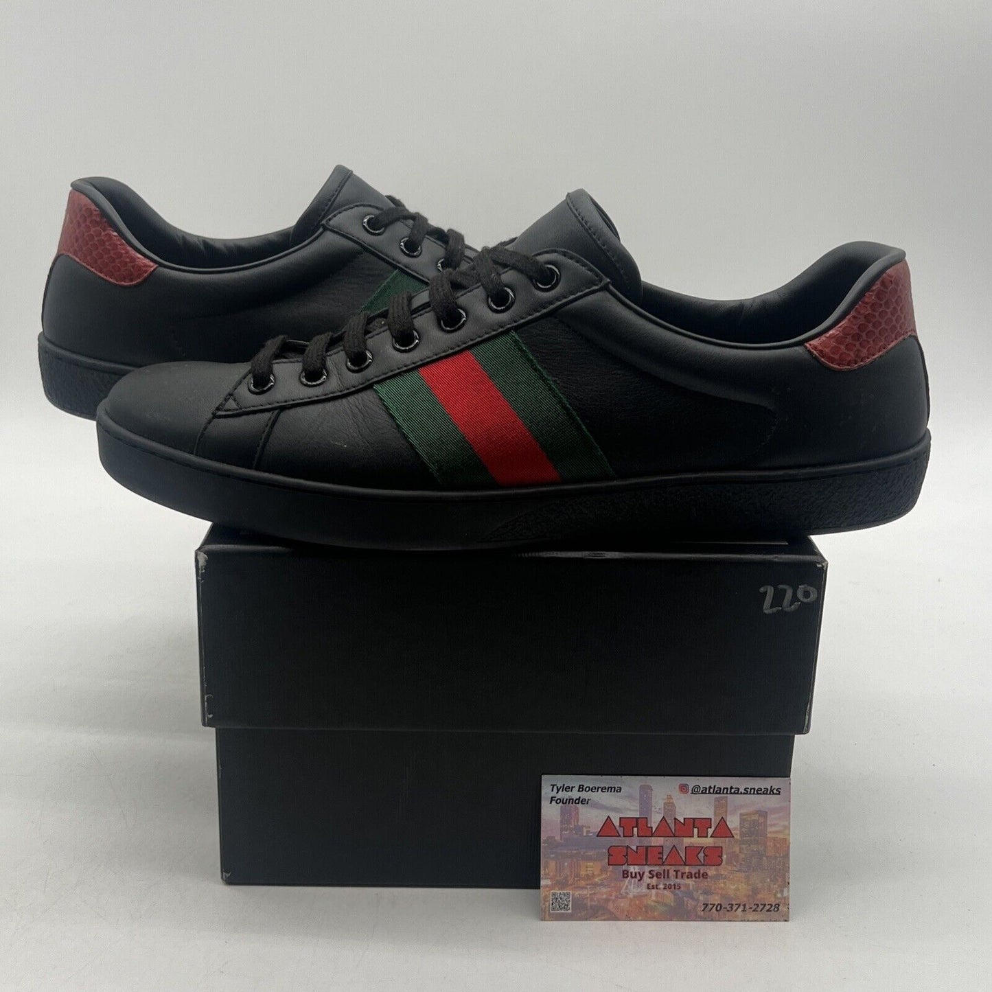 Size 9.5 - Gucci Ace Leather Black Red Green Leather