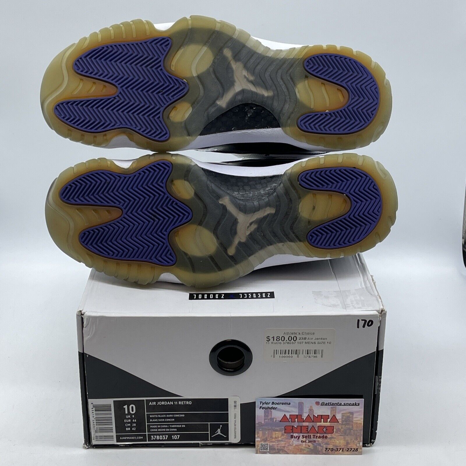 Size 10 - Jordan 11 Retro Concord 2011 Black White Leather Suede (378037-107)