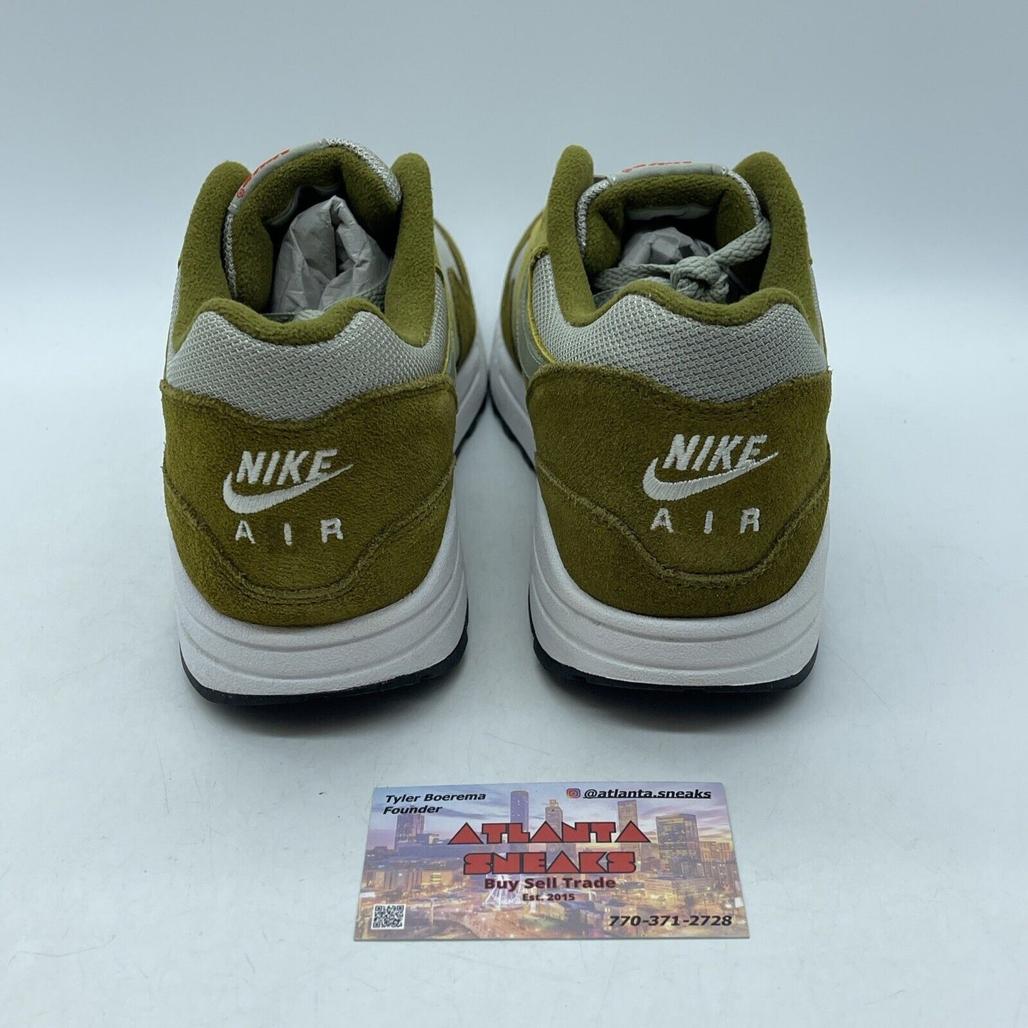 Size 11 - Nike Air Max 1 Premium Retro Green Curry Suede Leather (908366-300)