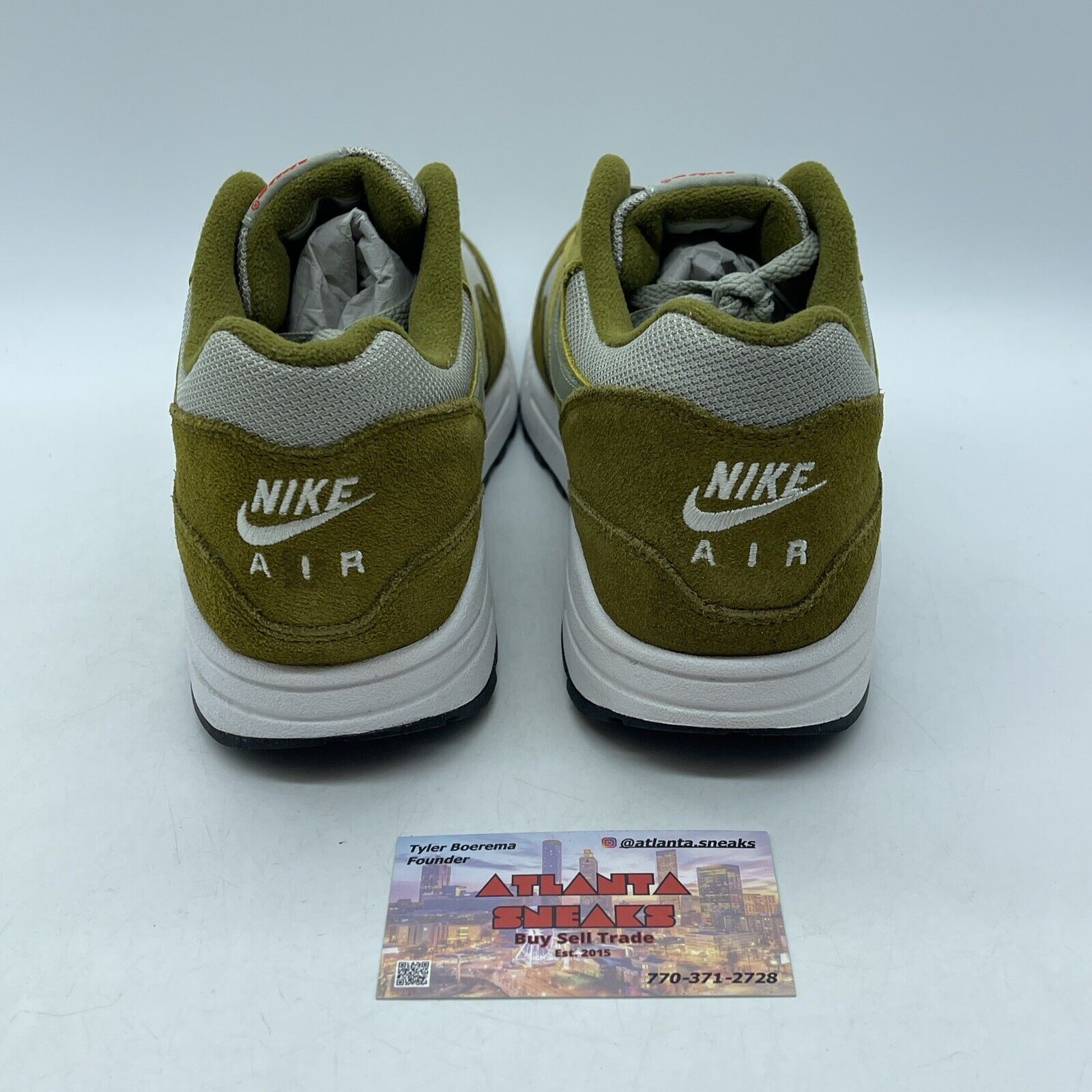 Size 11 - Nike Air Max 1 Premium Retro Green Curry Suede Leather (908366-300)