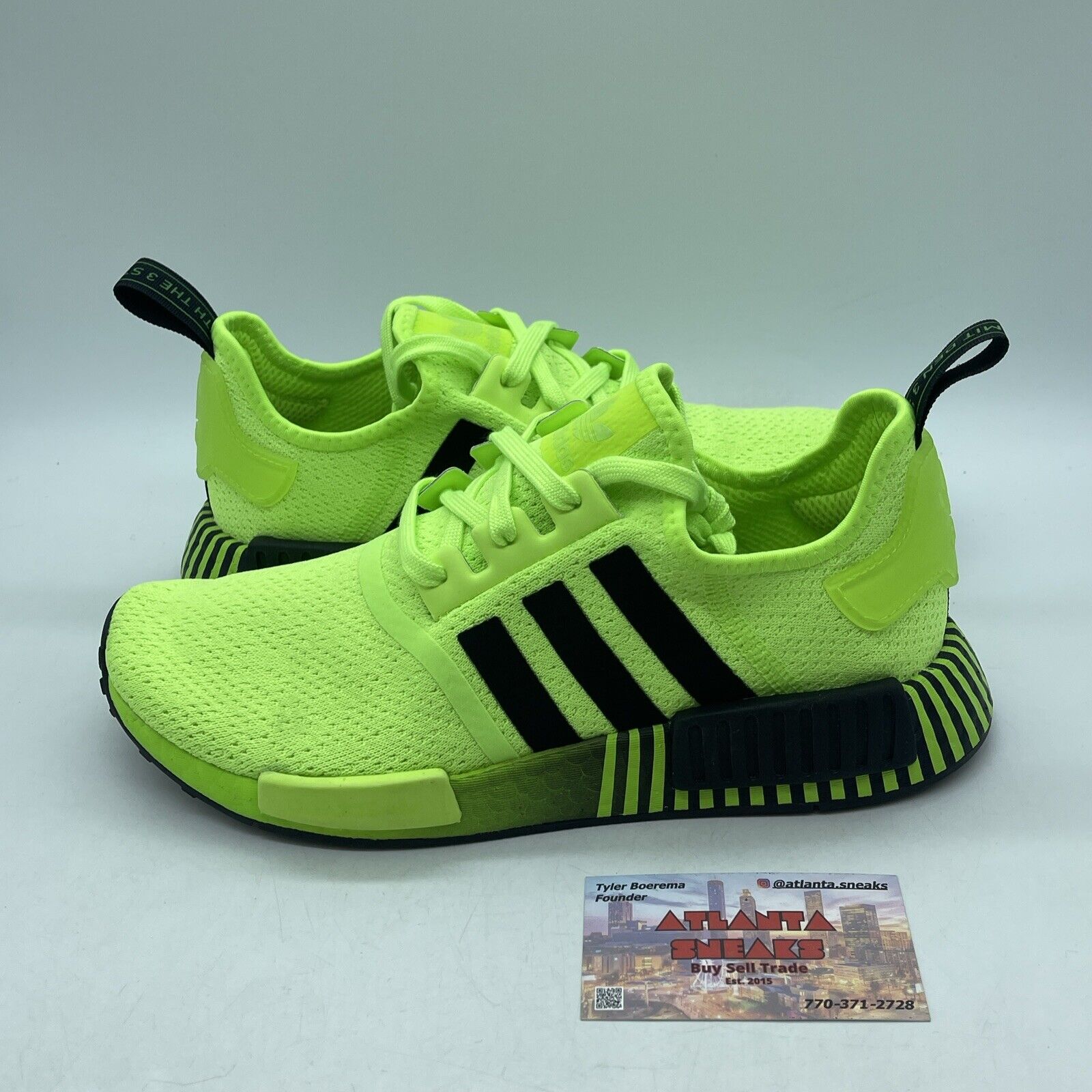 Size 8 - adidas NMD_R1 Glitch - Signal Green Black Suede Leather (FV3647)