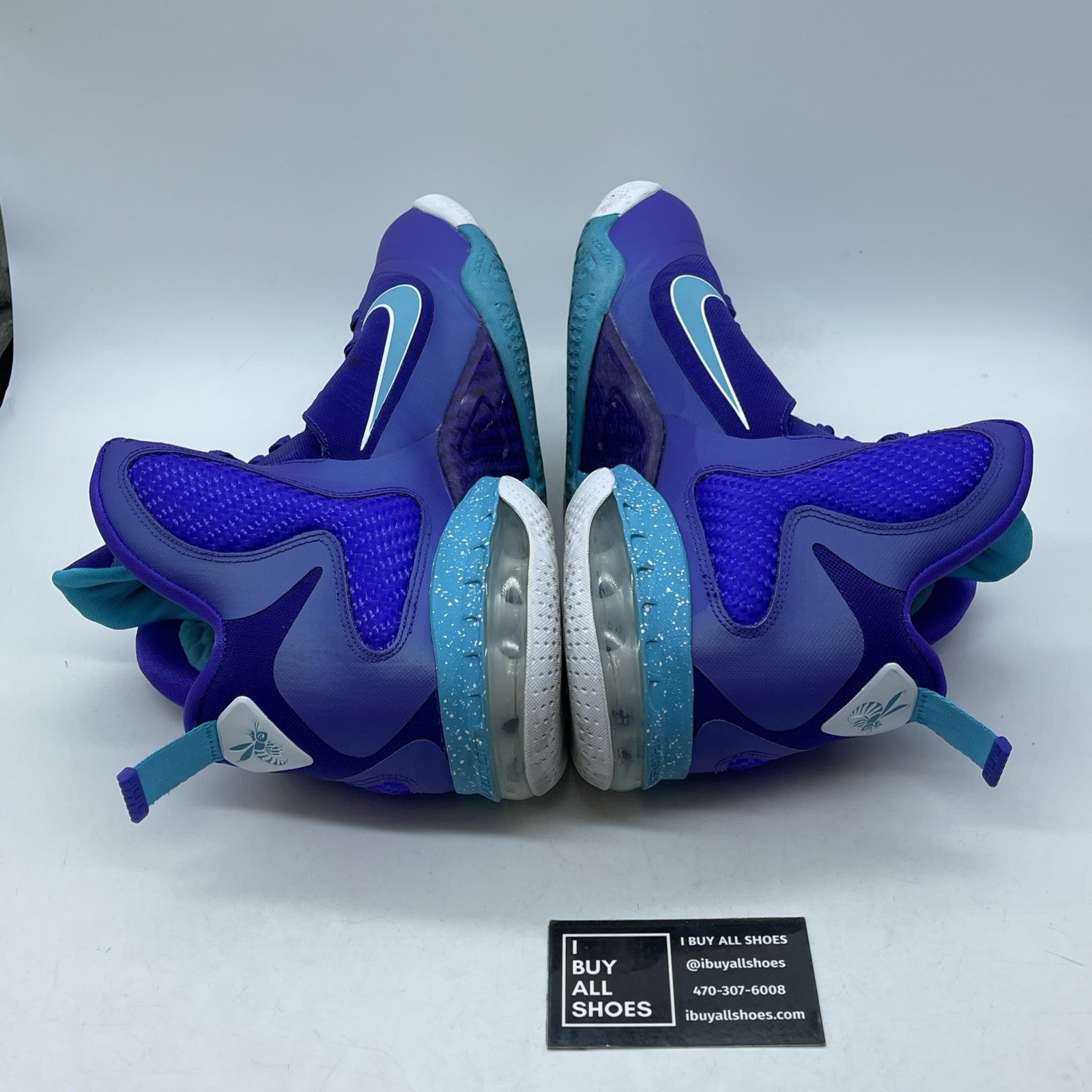 Size 13 - Nike LeBron 9 Summit Lake Hornets Purple Blue Leather (469764-500)