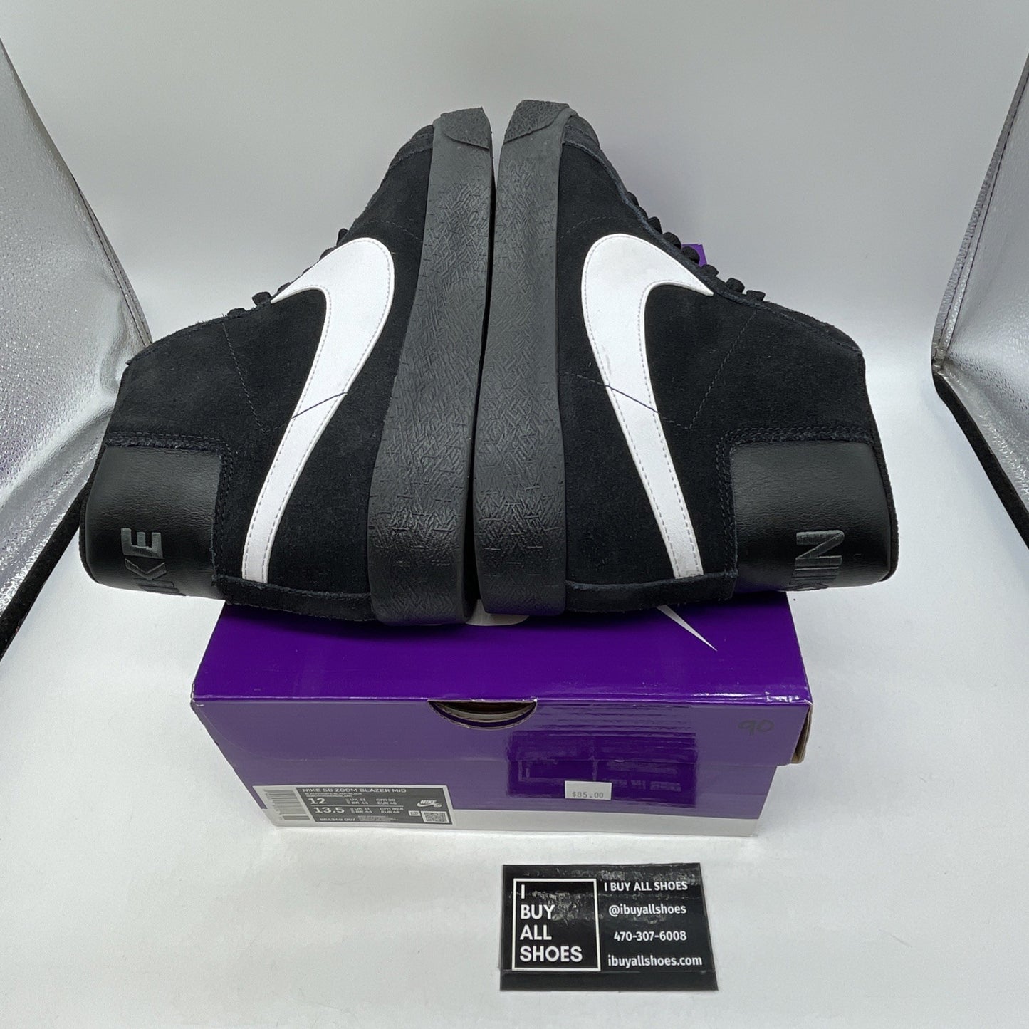 Size 12 - Nike Zoom Blazer SB Mid Black White Suede Leather (864349-007)