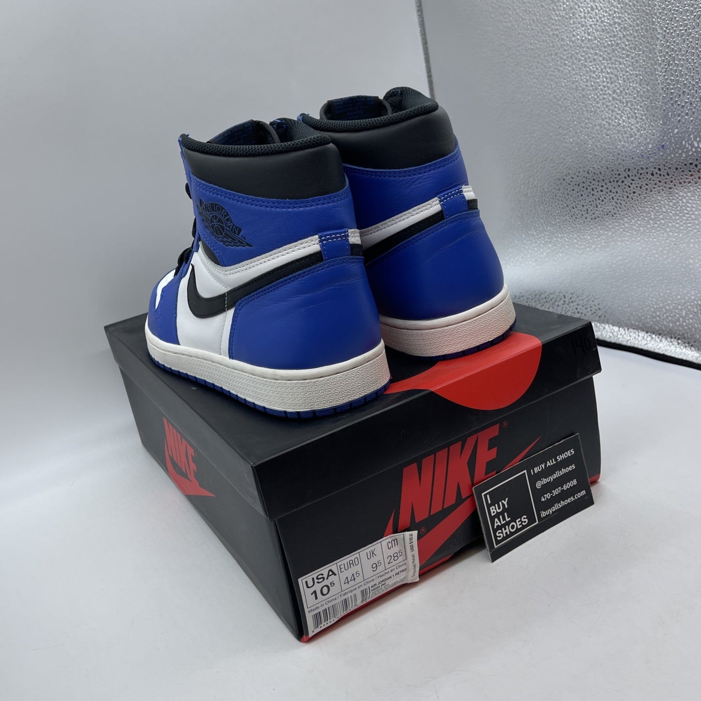 Size 10.5 - Jordan 1 Retro High OG Game Royal Blue Black Leather (555088-403)
