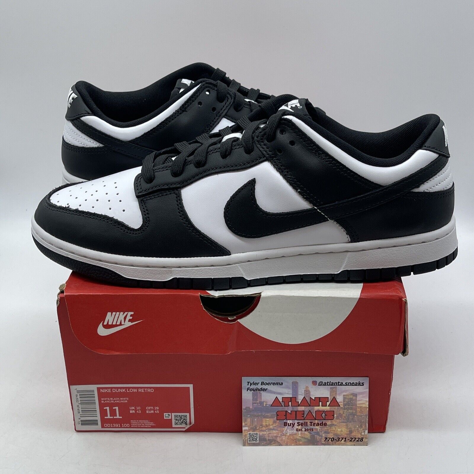 Size 11.5 - Nike Dunk Low Black White Leather (DD1391-100)