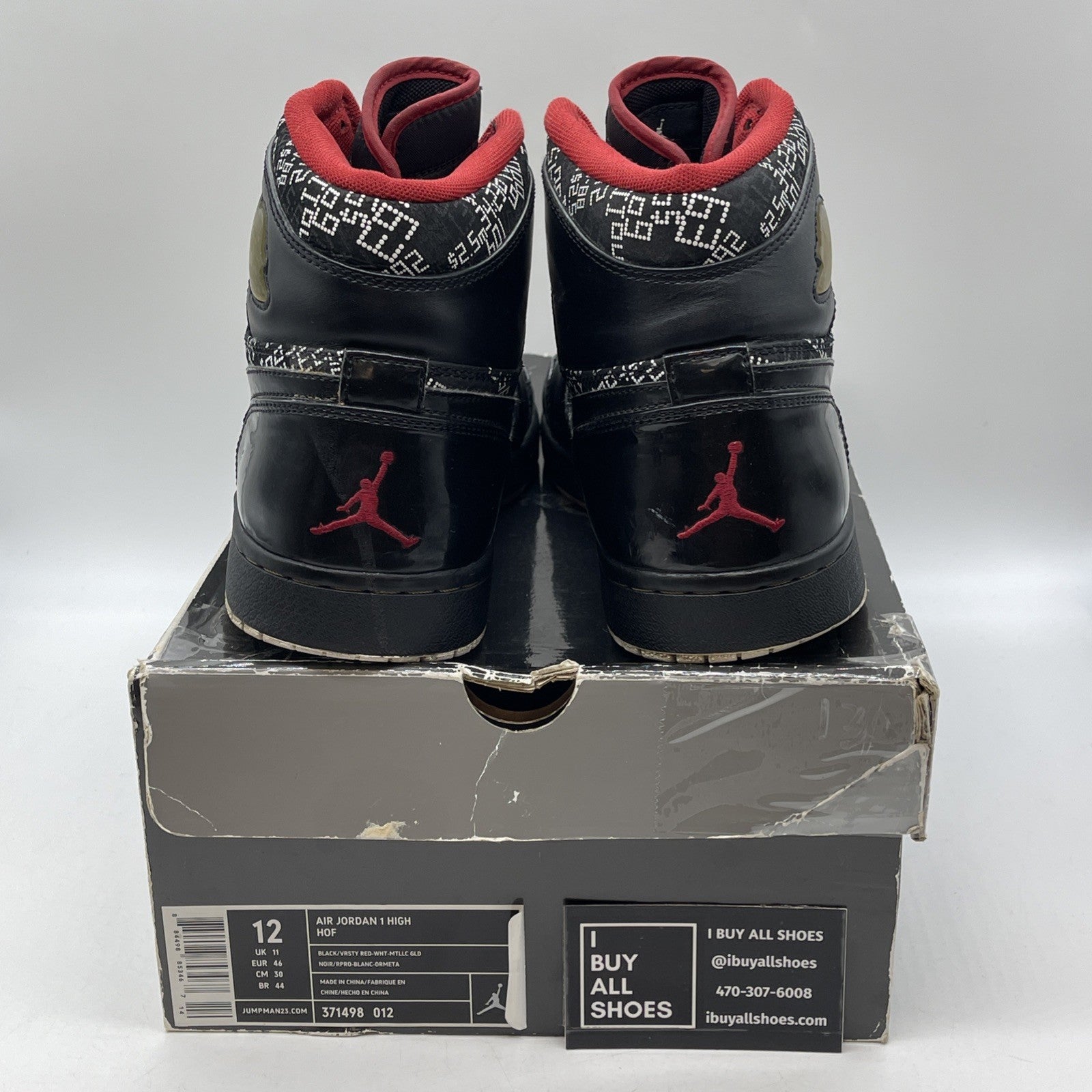 Size 12 - Air Jordan 1 Hof High Hall Of Fame Black White Suede (371498-012)
