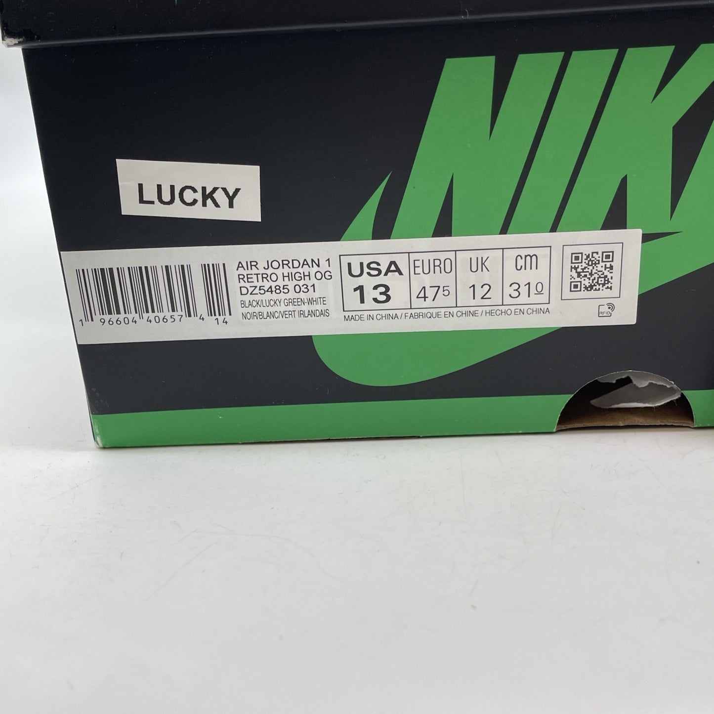 Size 13 - Air Jordan 1 Retro OG High Lucky Green Black Leather (DZ5485-031)