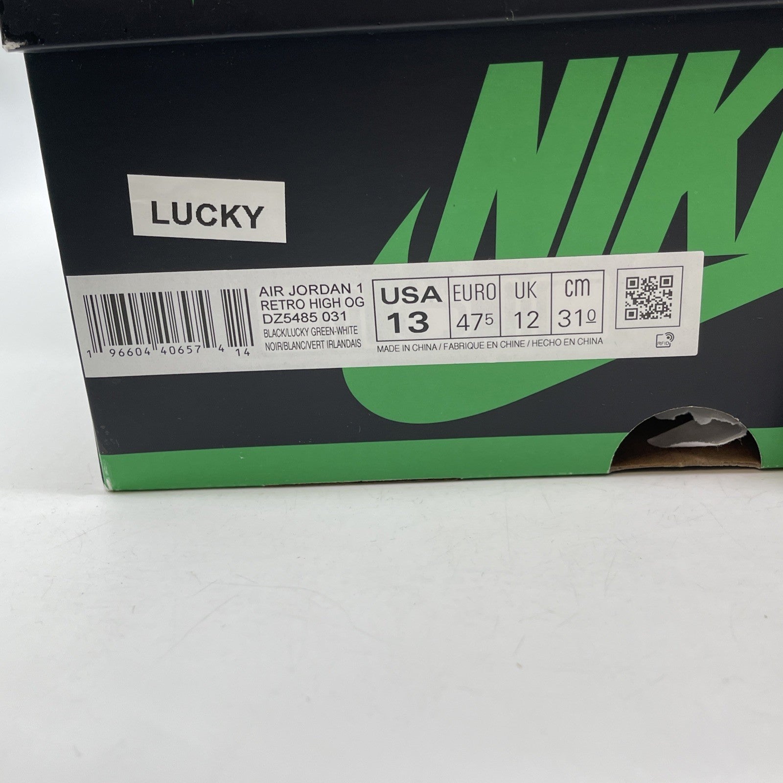 Size 13 - Air Jordan 1 Retro OG High Lucky Green Black Leather (DZ5485-031)