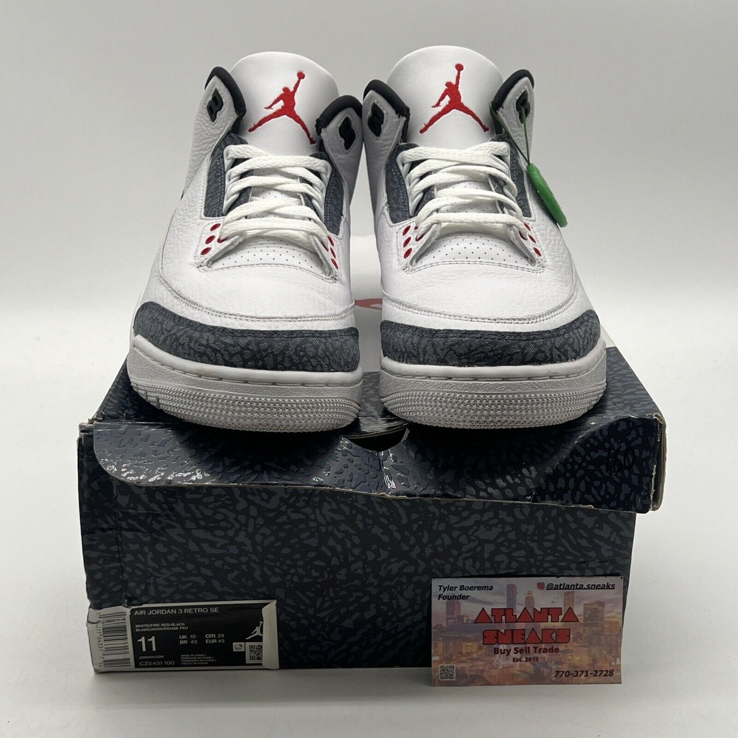 Size 11 - Jordan 3 Retro Denim SE Fire Red 2020 White Navy Leather (CZ6431-100)