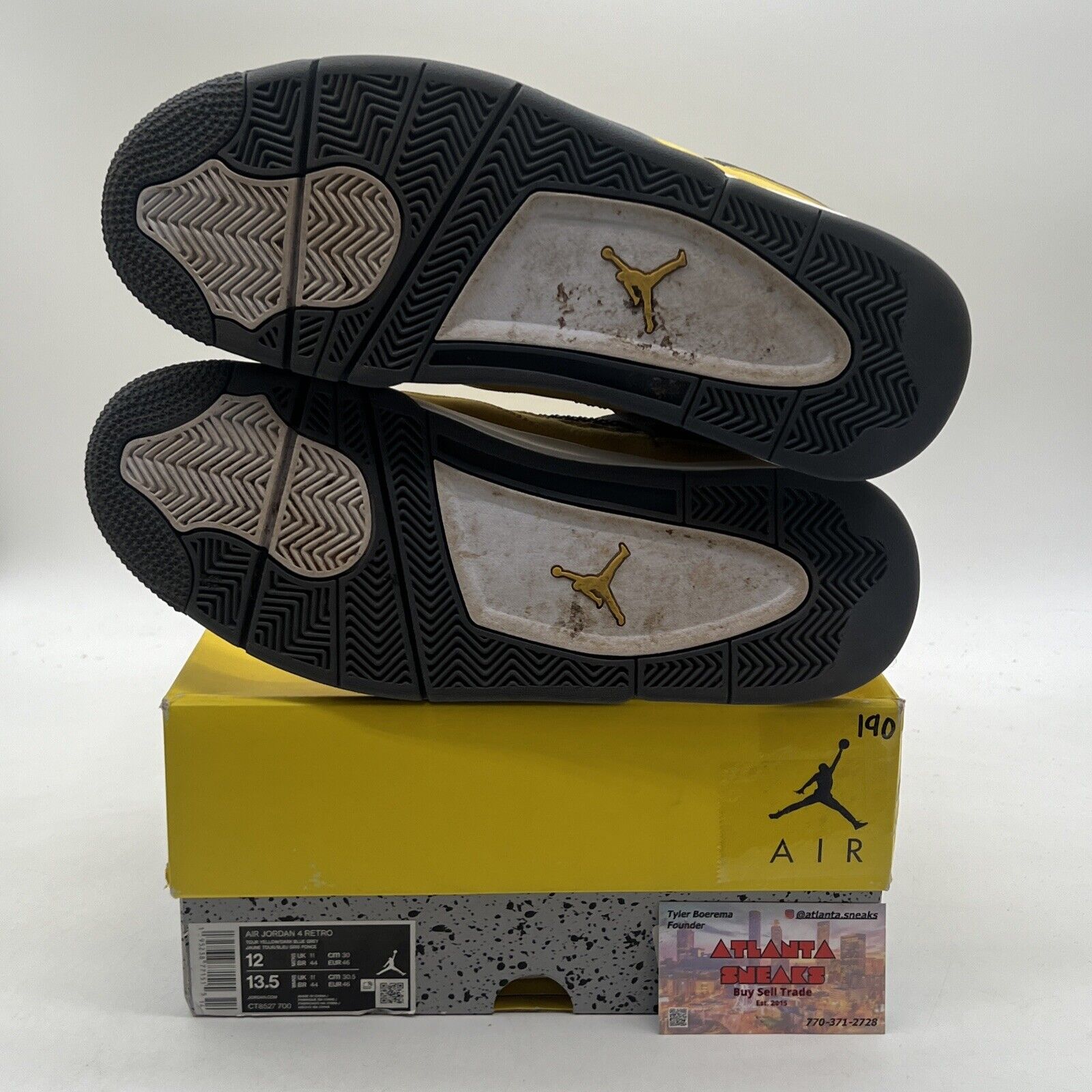 Size 12 - Jordan 4 Retro Mid Lightning White Grey Yellow Suede (CT8527-700)