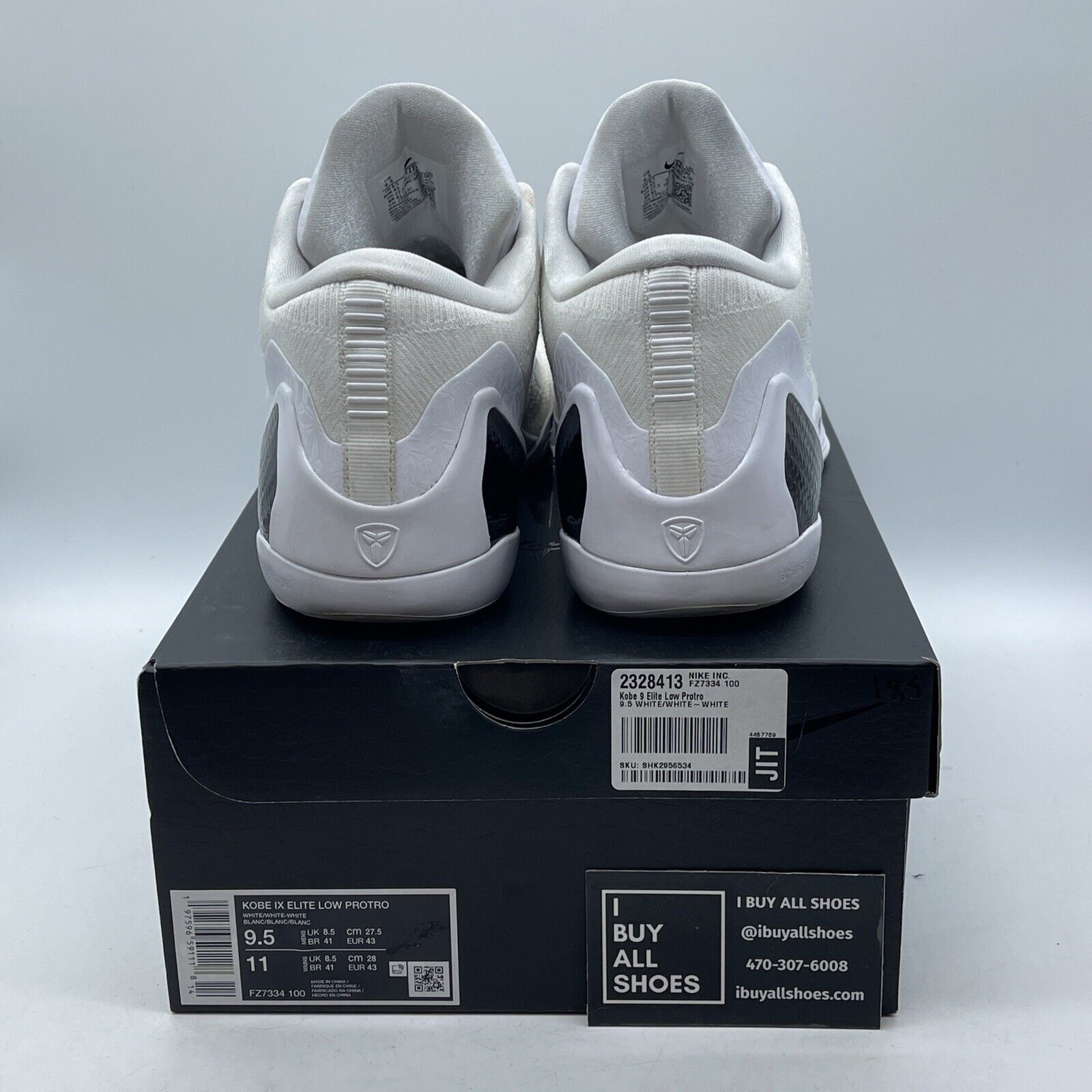 Size 9.5 - Nike Kobe 9 Elite Protro Low Halo White Black Suede (FZ7334-100)