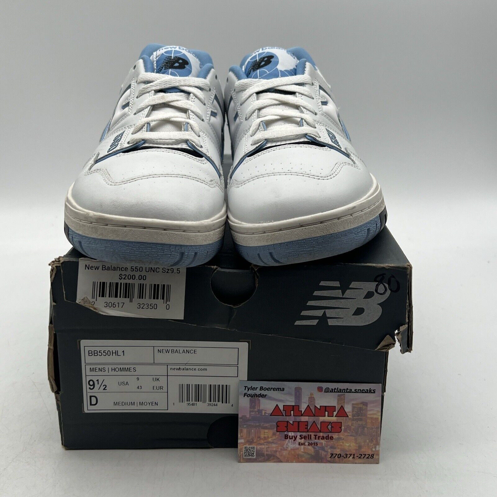 Size 9.5 - New Balance 550 Team Carolina Blue Black White Leather (BB550HL1)