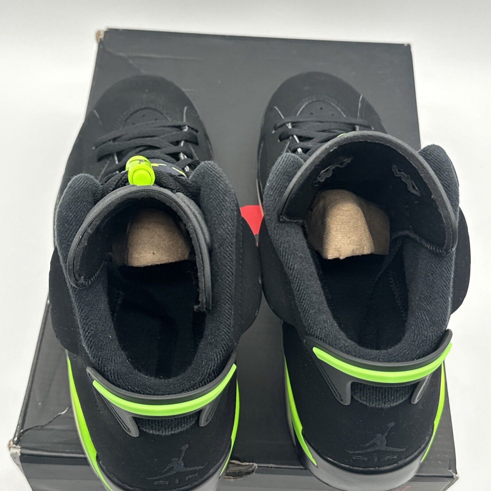 Size 9.5 - Jordan 6 Retro Electric Green 2021 Noir Black Suede All Black Neon Po