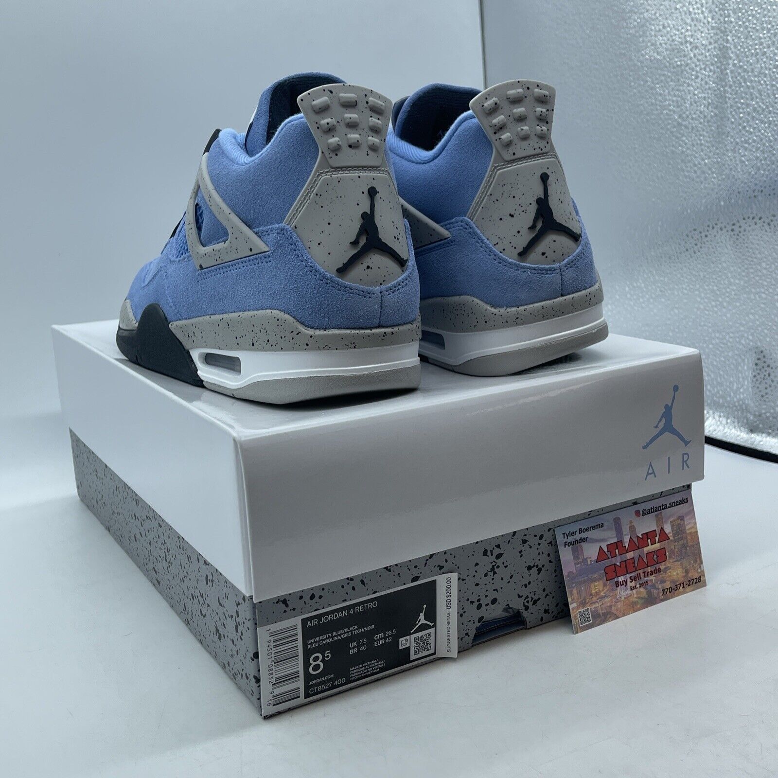 Size 8.5 - Jordan 4 Retro Mid University Blue Black White Suede (CT8527-400)