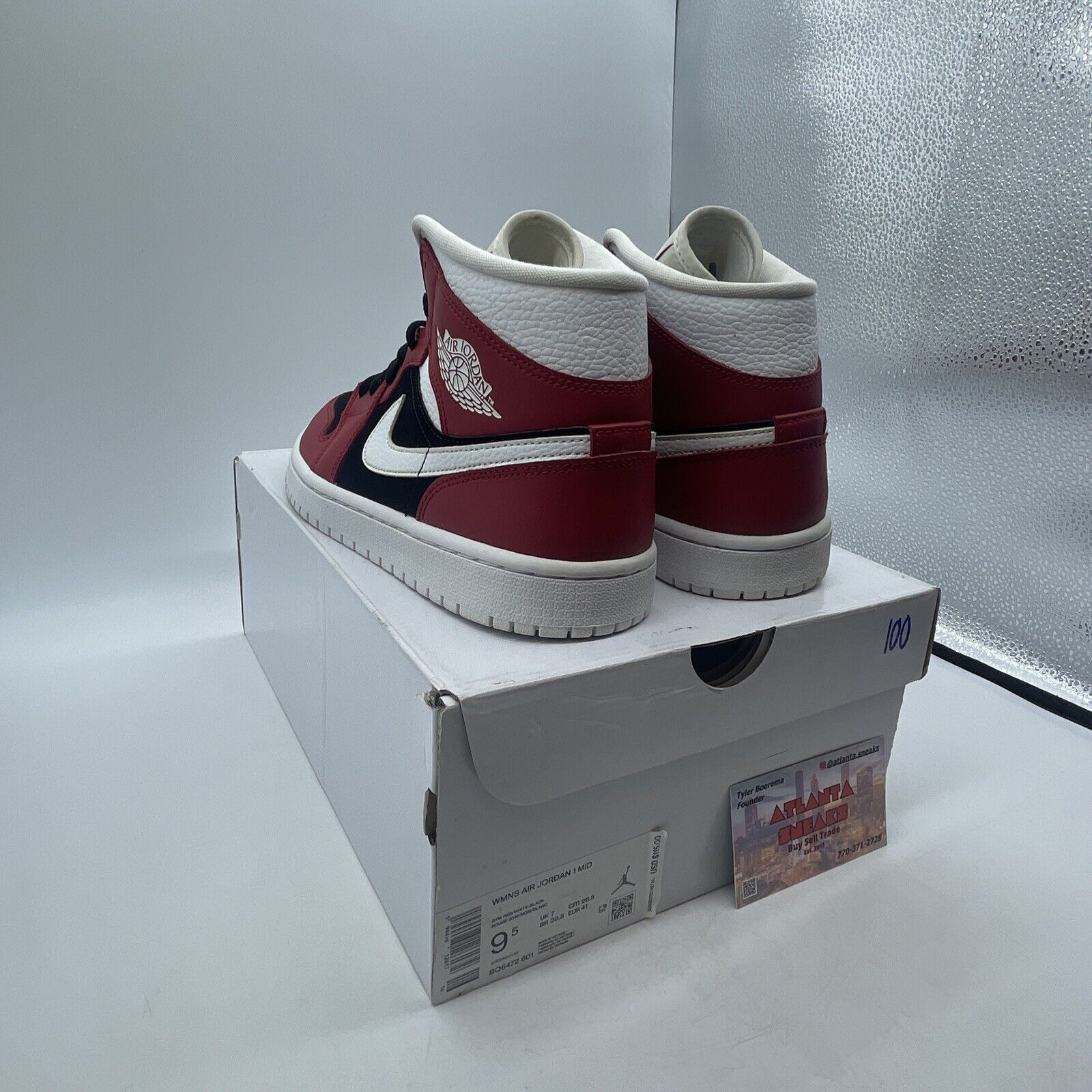 Size 9.5W- Air Jordan 1 Mid Gym Red Black White Suede Leather (BQ6472-601)