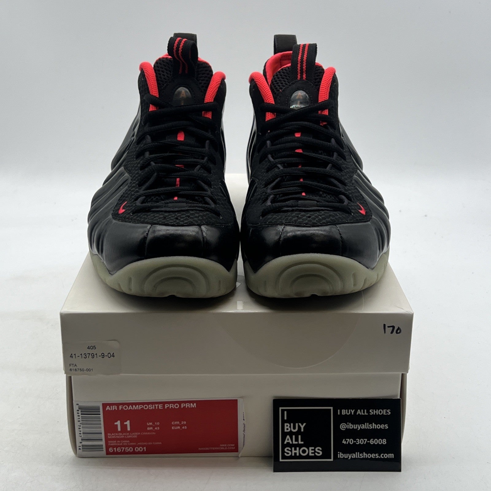 Size 11 - Nike Air Foamposite Pro Black Solar (616750-001) Laser Crimson
