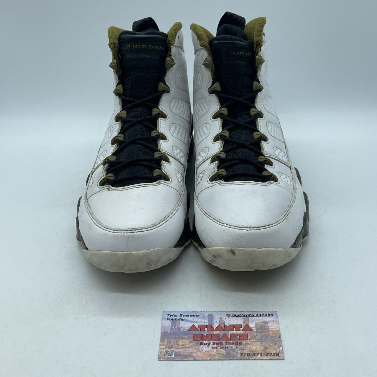 Size 10 - Air Jordan 9 Retro Statue Green Black White Leather (302370-109)