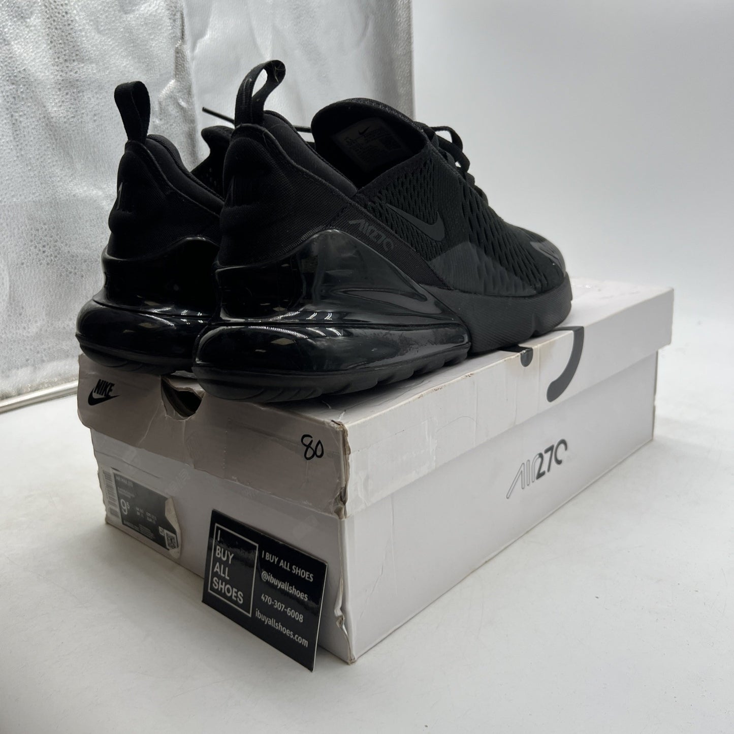 Size 9.5 - Nike Air Max 270 Low Triple Black (AH8050-005)