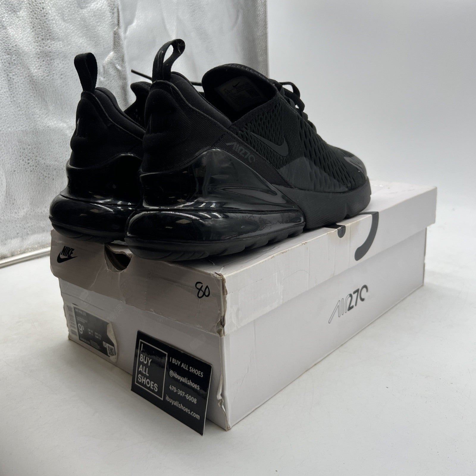 Size 9.5 - Nike Air Max 270 Low Triple Black (AH8050-005)