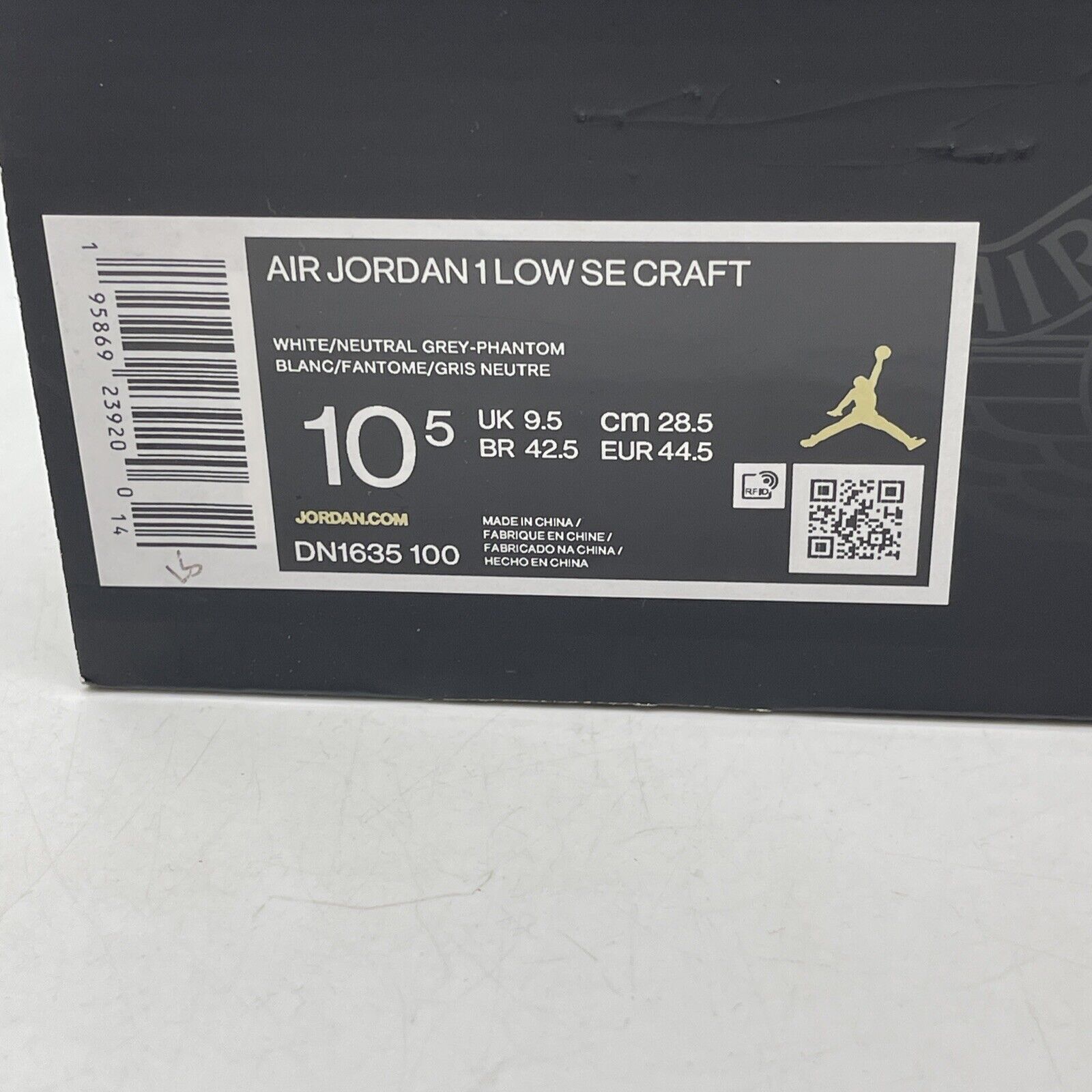 Size 10.5 - Air Jordan 1 SE Craft Low Inside Out Grey White Suede (DN1635-100)