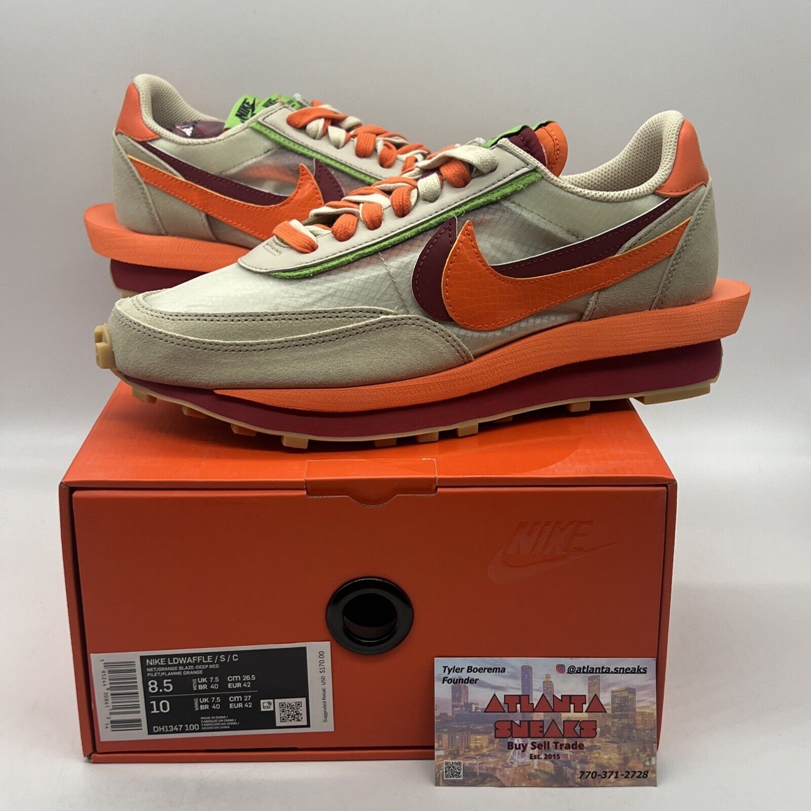 Size 8.5 - Nike LDWaffle Deep Red/Green Bean/Orange Blaze Brand New