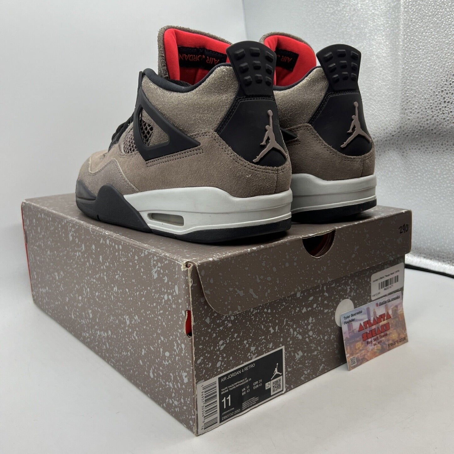 Size 11 - Jordan 4 Retro Mid Taupe Haze White Black Red (DB0732-200)