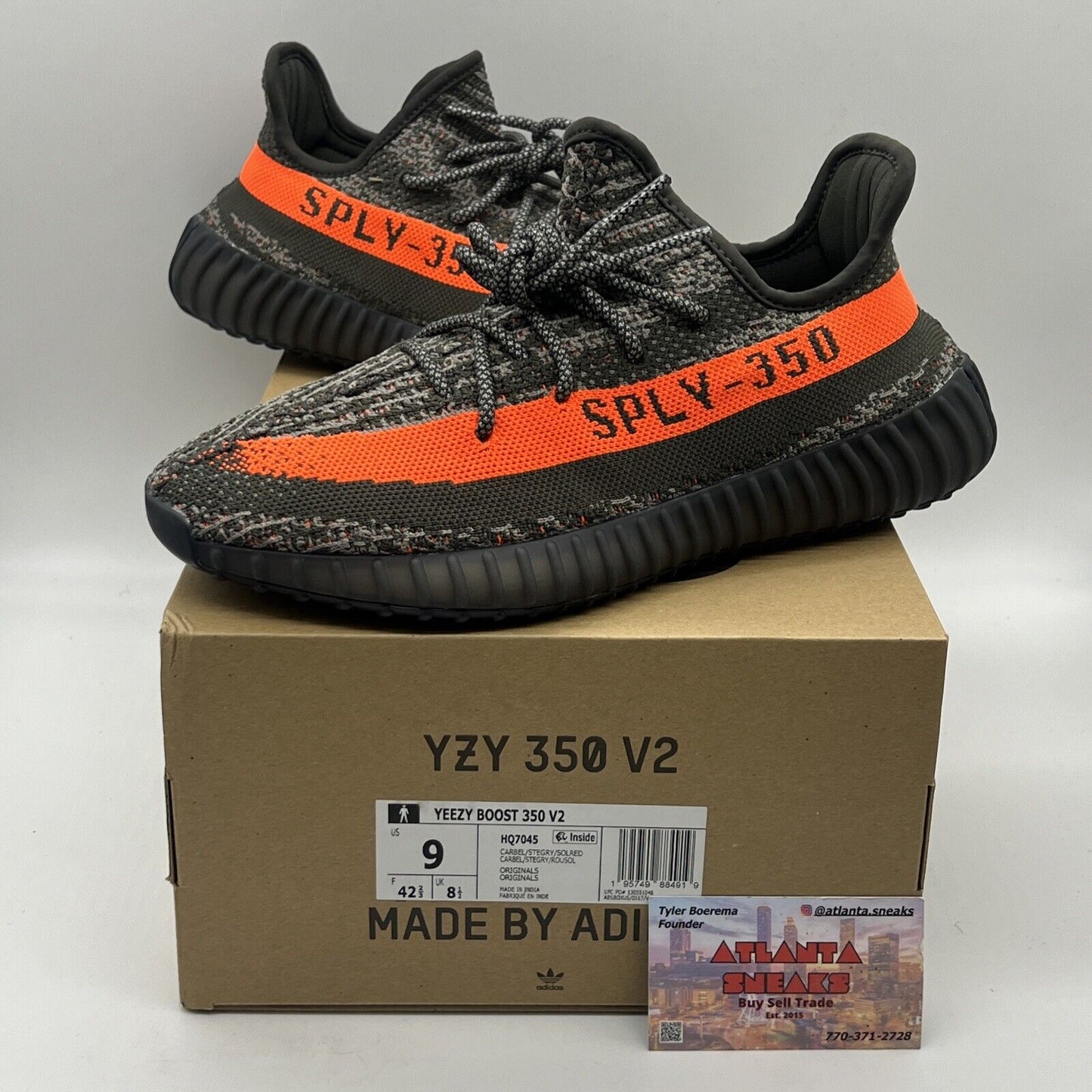 Size 9 - adidas Yeezy Boost 350 V2 Low Carbon Beluga Orange Brand New Og All DS