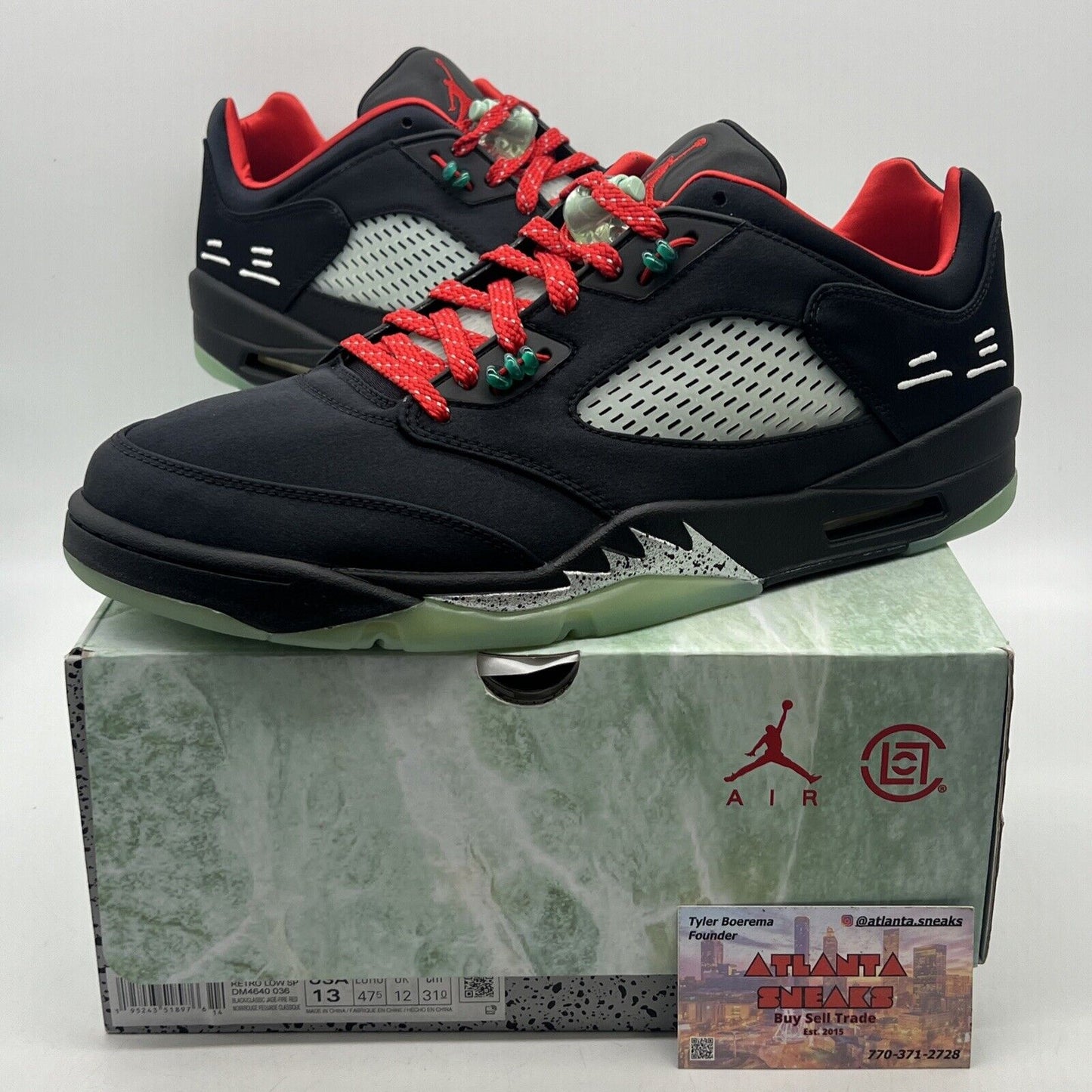 Size 13 - Jordan 5 Low x Clot Anthracite 2022 Black Red Grey (DM4660-036)