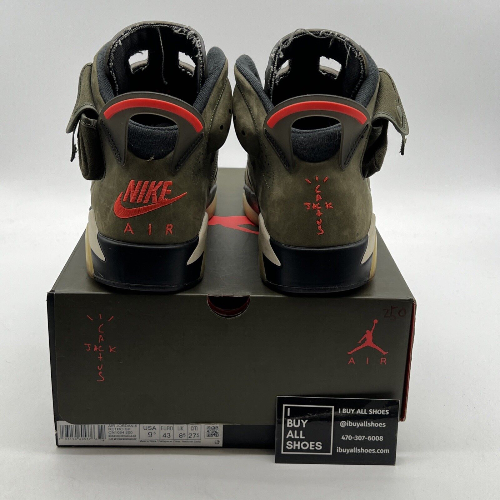 Size 9.5 - Air Jordan 6 Retro x Travis Scott Mid Olive (CN1084-200)